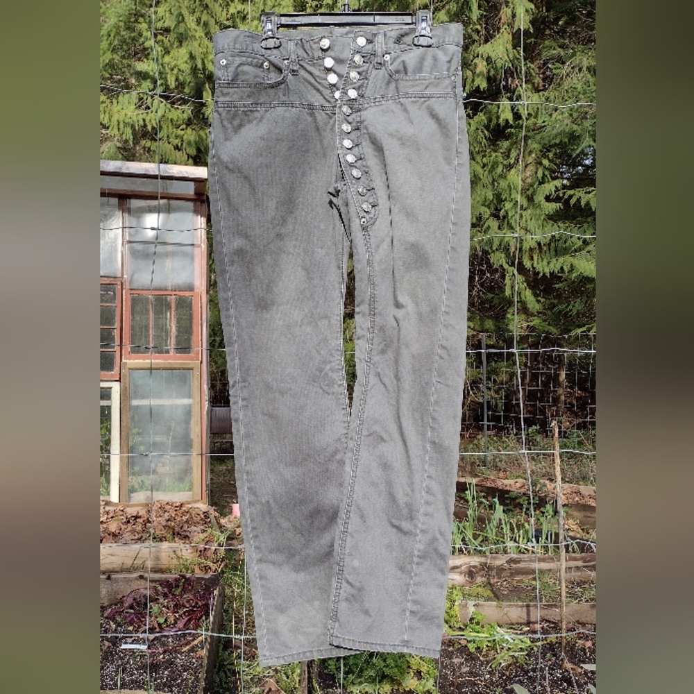 Gray Button-Fly Jeans - Picture 2 of 10